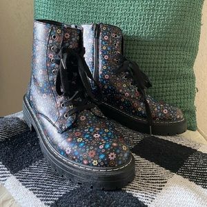 Floral combat boots